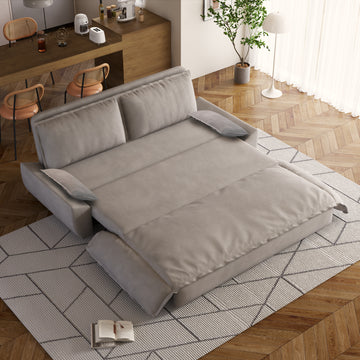 70.1" Queen Pull Out Sofa Bed, 3 In 1 Convertible Sleeper Sofa With 2 Soft Pillows,Multi Functional Velvet Loveseat Bed,Grey Old Sku:W1885P143788 W1885P154642 Grey Velvet 2 Seat