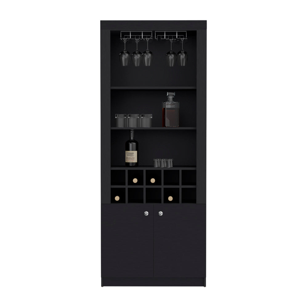 Bar Cabinet Nixon, Living Room, Black Unfinished Black Primary Living Space Contemporary,Modern Particle Board Engineered Wood