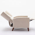 Mid Century Chenille Wingback Recliner Chair, Button Tufted Design Pushback Recliner Chair With Armrest And Solid Wood Legs, For Bedroom Living Room, Tan Tan Chenille