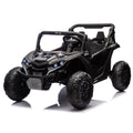 24V Two Seater Kids Ride On Utv W Parents Remote Control,Four Wheel Suspension,Slow Start,Large Wheel Design,Anti Collision Bar,Storage Space,Music,Usb,Bluetooth,Volume Control,Led Lights For Kids 3 . Black 100 149 Lbs Polypropylene