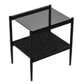 Set Of 2 Rectangle End Table, Tempered Glass Tabletop With Mdf Layer, Modern Table For Living Roomgray Glass Gray Tempered Glass