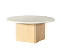 Qwin Coffee Table, Marble Top & Oak Finish Lv03005 White Natural Solid Wood Mdf Resin