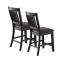 Set Of 2 Dark Coffee Fabric Upholstered High Chairs, Black Solid Black Dining Room Dining Chairs Set Of 2 Rubber Wood