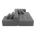 105.5'' L Shaped Modular Sectional Sofa,Minimalist Corduroy Floor Couch Set,Convertible Foam Filled Cloud Couch For Living Room,3 Pc Free Combination,No Assembly Required,3 Colors Gray Corduroy 4 Seat