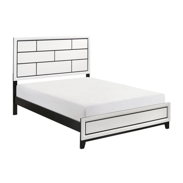 Modern Contemporary White Finish California King Bed 1Pc Wooden Bedroom Furniture Black Line Design Box Spring Required California King White Wood Bedroom Wood