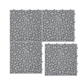 12 X 12 Inch Gray Interlocking Deck Tiles Plastic Waterproof Outdoor All Weather Anti Slip Bathroom Shower Balcony Porch Strong Weight Capacity Upto 440 Lbs, Pebble Stone Pattern Pack Of 12 Gray Garden & Outdoor American Design,American Traditional