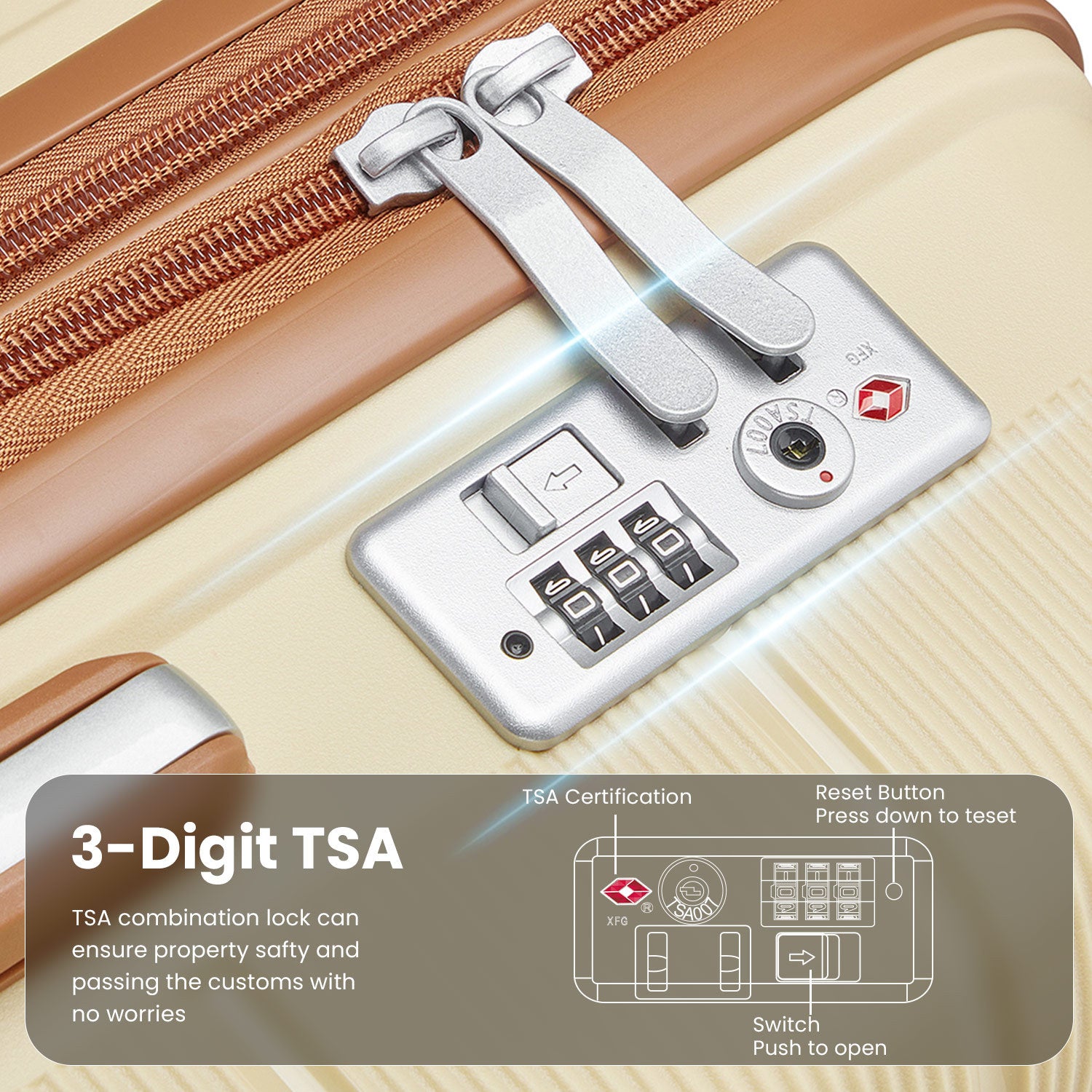 Luggage Sets 4 Piece 14 20 24 28 Pp Lightweight & Durable Expandable Suitcase Apricot Cream Polypropylene