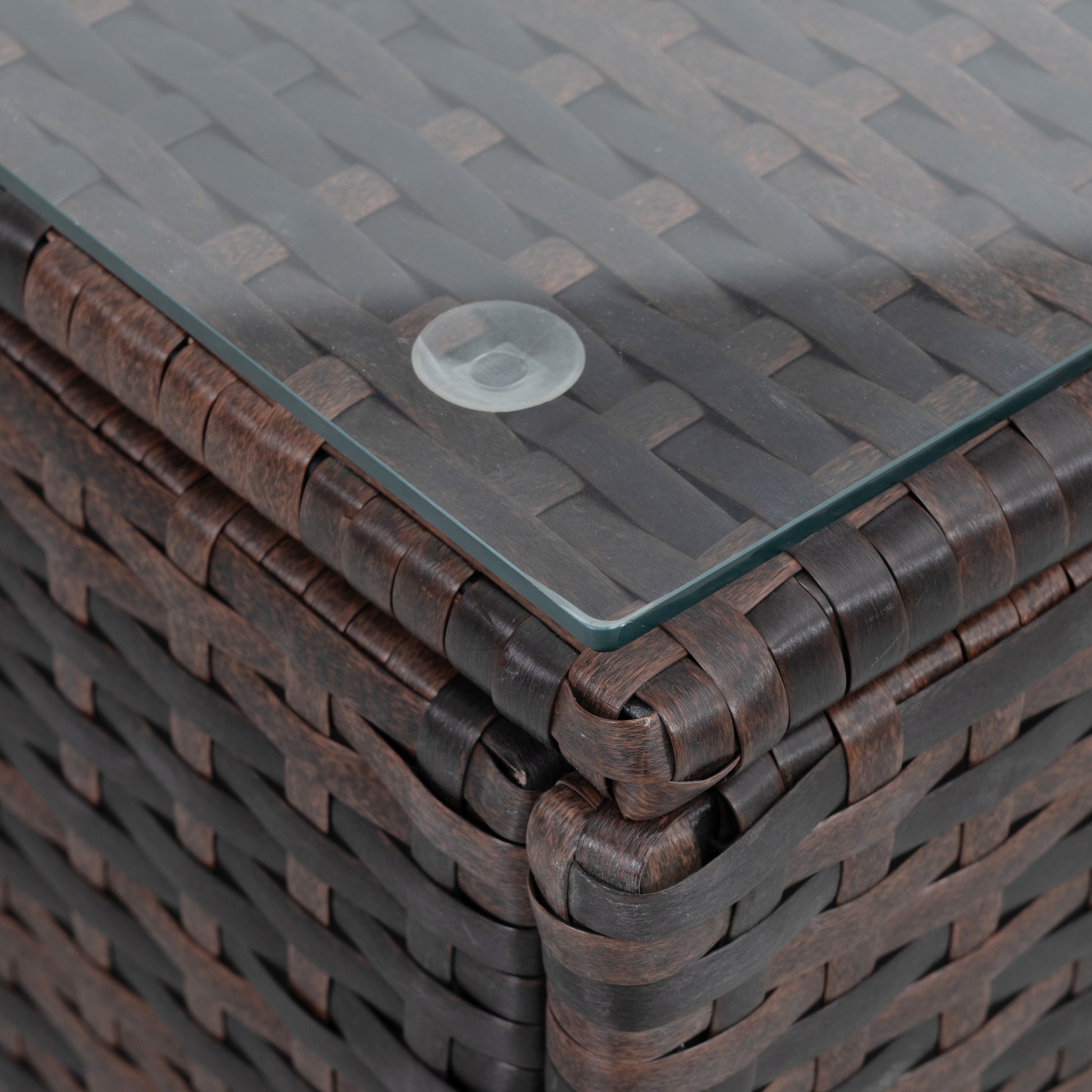 Patio Furniture, Outdoor Furniture, Seasonal Pe Wicker Furniture, 5 Set Wicker Furniture With Tempered Glass Coffee Table Brown Seats 4 Pe Rattan Iron Waterproof Fabric