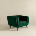 Addison Lounge Chair Dark Green Velvet Brown,Dark Green Brown Velvet Wood Tufted Back Mid Century Modern Foam Solid Wood,Velvet