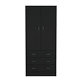 Taly Double Door Armoire Black Black Bedroom Modern Particle Board