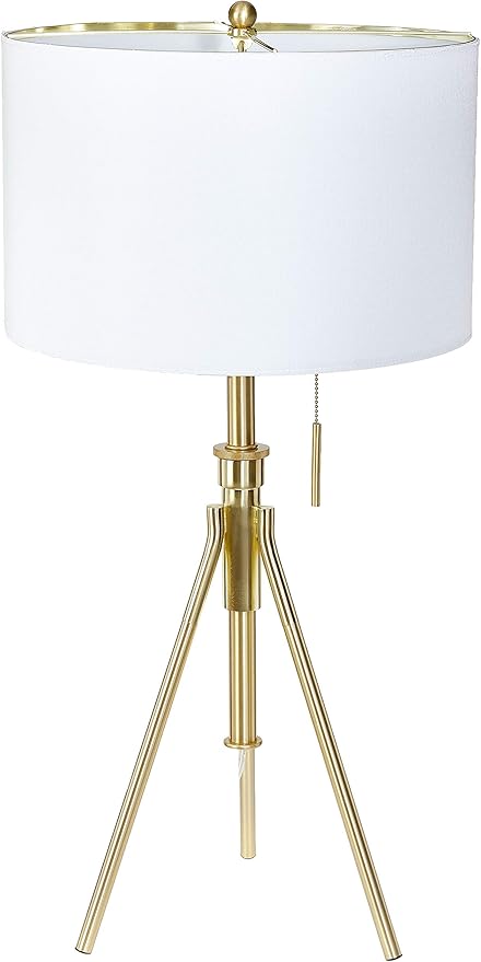 32 37"H Adjustable Tripod Table Lamp Brushed Gold Brushed Gold,Soft White Led Fabric Metal