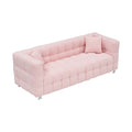 Pink Teddy Fleecesofa 80 Inch Discharge In Living Room Bedroom With Two Throw Pillows Hardware Foot Support Pink Polyester Blend 3 Seat