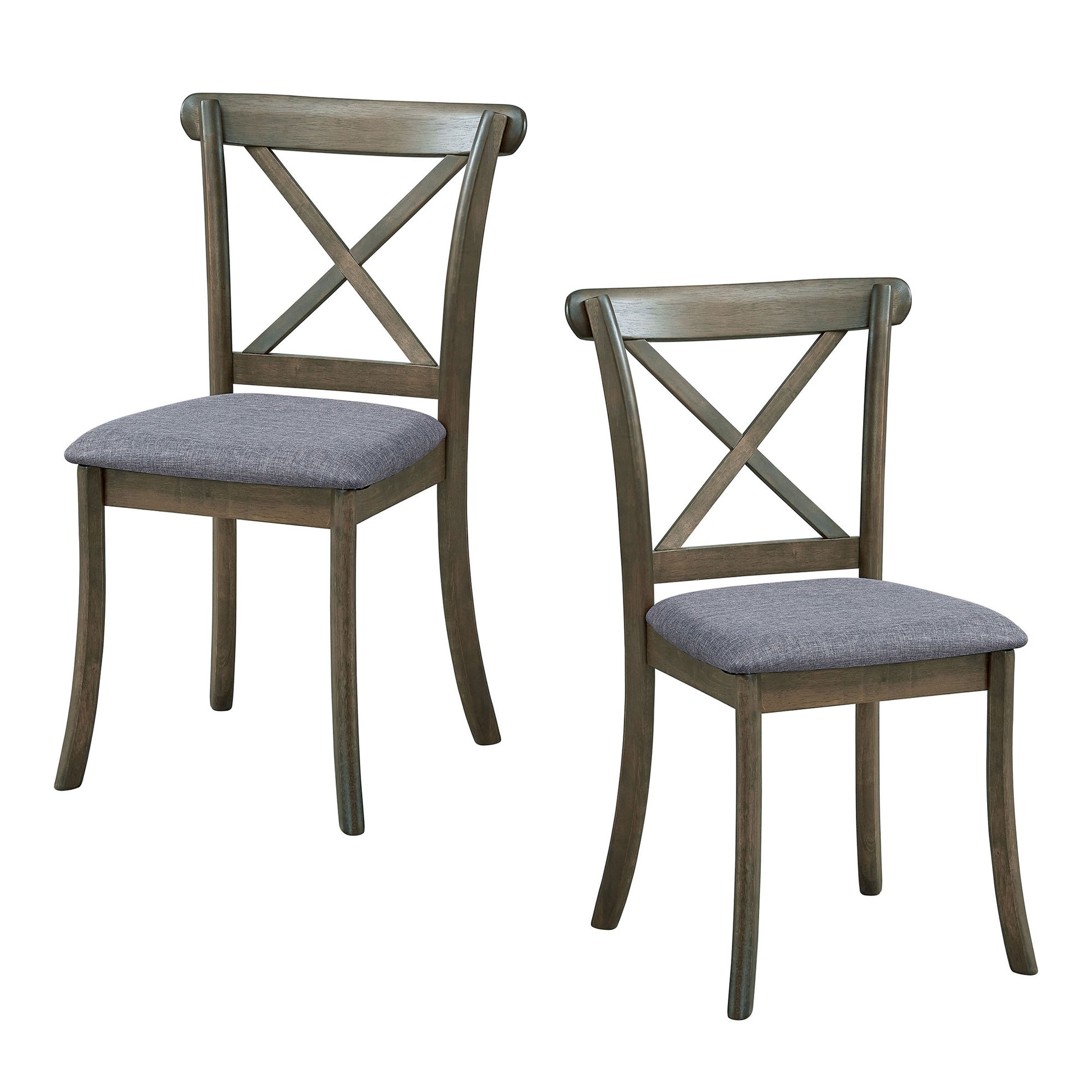 Wooden X Back Dining Chairs Set Of 2, Modern Fabric Upholstered Kitchen Side 2Pc Chairs, Cross Back Rubber Wood Farmhouse Dining Room Chair,Oak Oak Wood