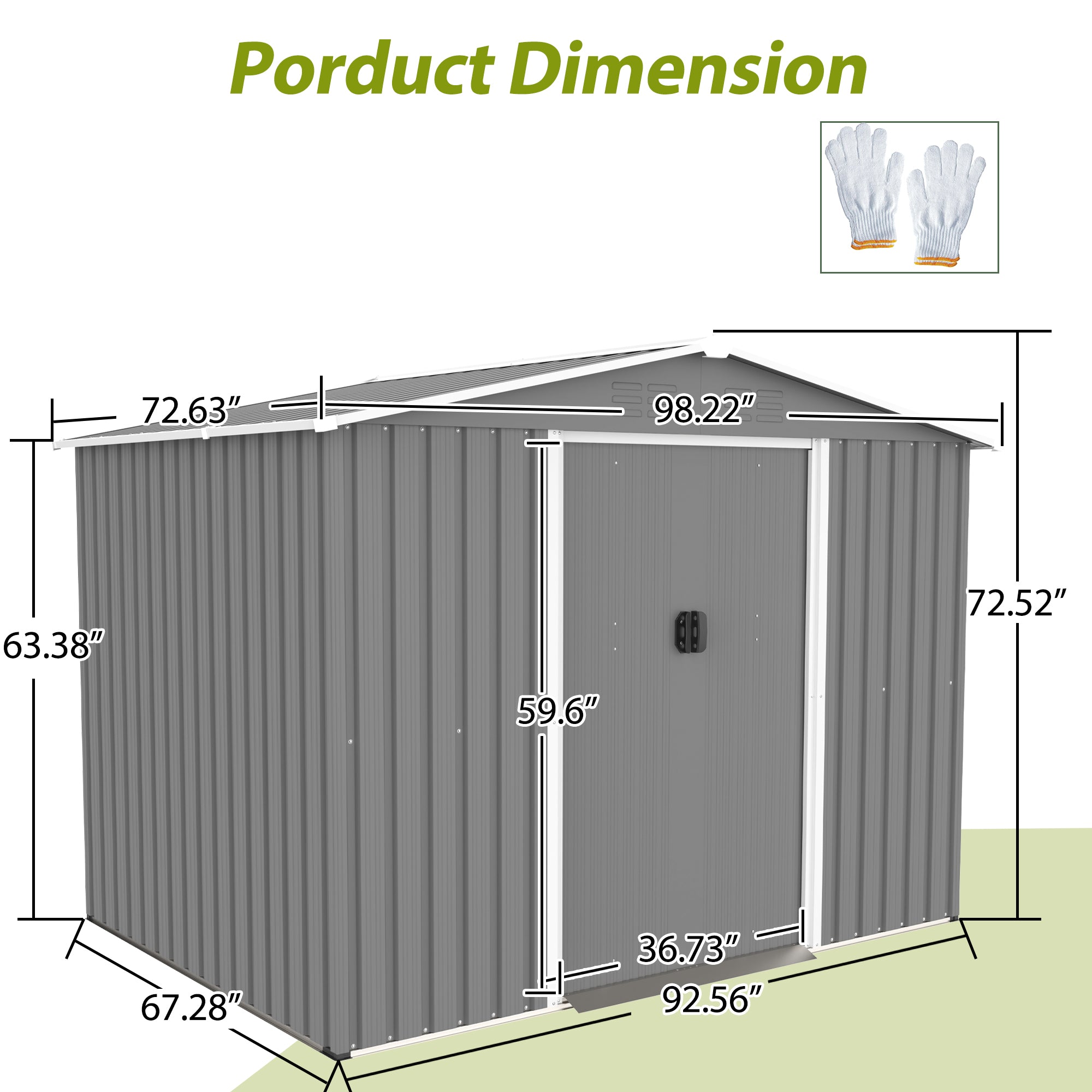 8X6 Ft Outdoor Tool Storage Shed With Metal Foundation & Lockable Door