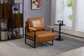 Leather Accent Chair Guest Chair For Living Room, Mid Century Armchair For Bedroom Brown Leather Brown Pu