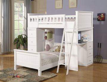 Willoughby Twin Loft Bed, White 10970W White Wood