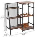 Versatile Liquor Stand For Home Bar, Wine Rack Freestanding Floor, Mini Bar Table For Liquor Whiskey Wine, 3 Tier Trapezoidal Liquor Bottle Display Shelf With Glass Holder And Fences Walnut Black