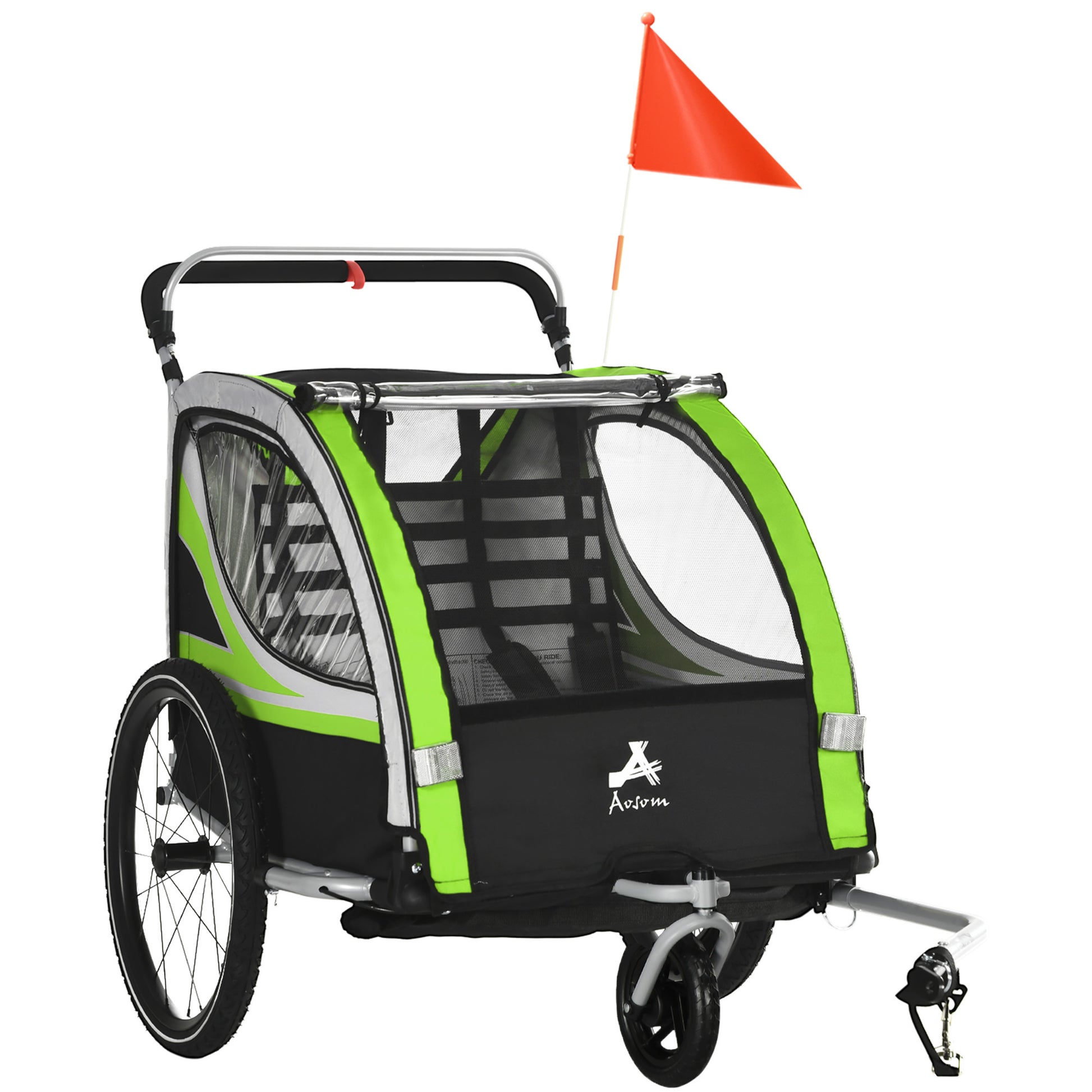 Aosom 3 In 1 Walk Jog Ride Child Baby Bike Trailer For Kids 2 Seater