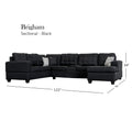 Brigham U Shaped Sectional Black Black Polyester 5 Seat