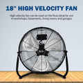 18 Inch 3 Speed High Velocity Heavy Duty Metal Industrial Floor Fans, Black Black Metal