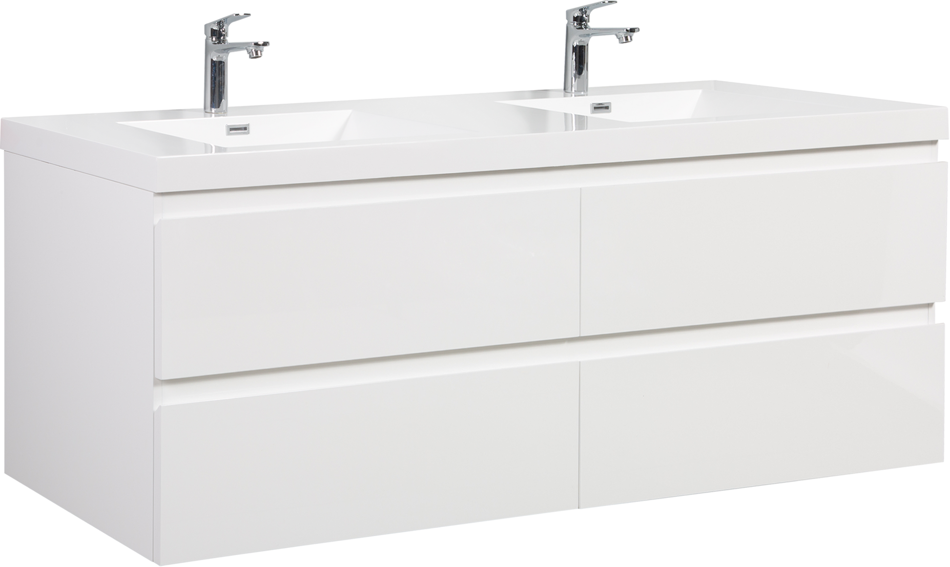 72" Floating Bathroom Vanity With Sink, Modern Wall Mounted Bathroom Storage Vanity Cabinet With 2 Resin Top Basin And 4 Soft Close Drawers, Glossy White 24V11 72Gw 4 White Wall Mounted Mdf