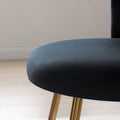 Modern Velvet Dining Chairs Set Of 2, Upholstered Woven Dining Chair With Golden Metal Legs, Upholstered Dining Chairs For Dining Room, Kitchen, Vanity, Living Room Black Primary Living Space Foam Velvet