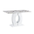 Tables And Chairs Set, Modern Minimalist Style White Marble Pattern Table, Bar Table. Can Rotate And Adjust The Lifting Bar Chair 360 . Pet Backrest And Pu Leather Seat Cushion. Bt 1280Lc 011 White Mdf