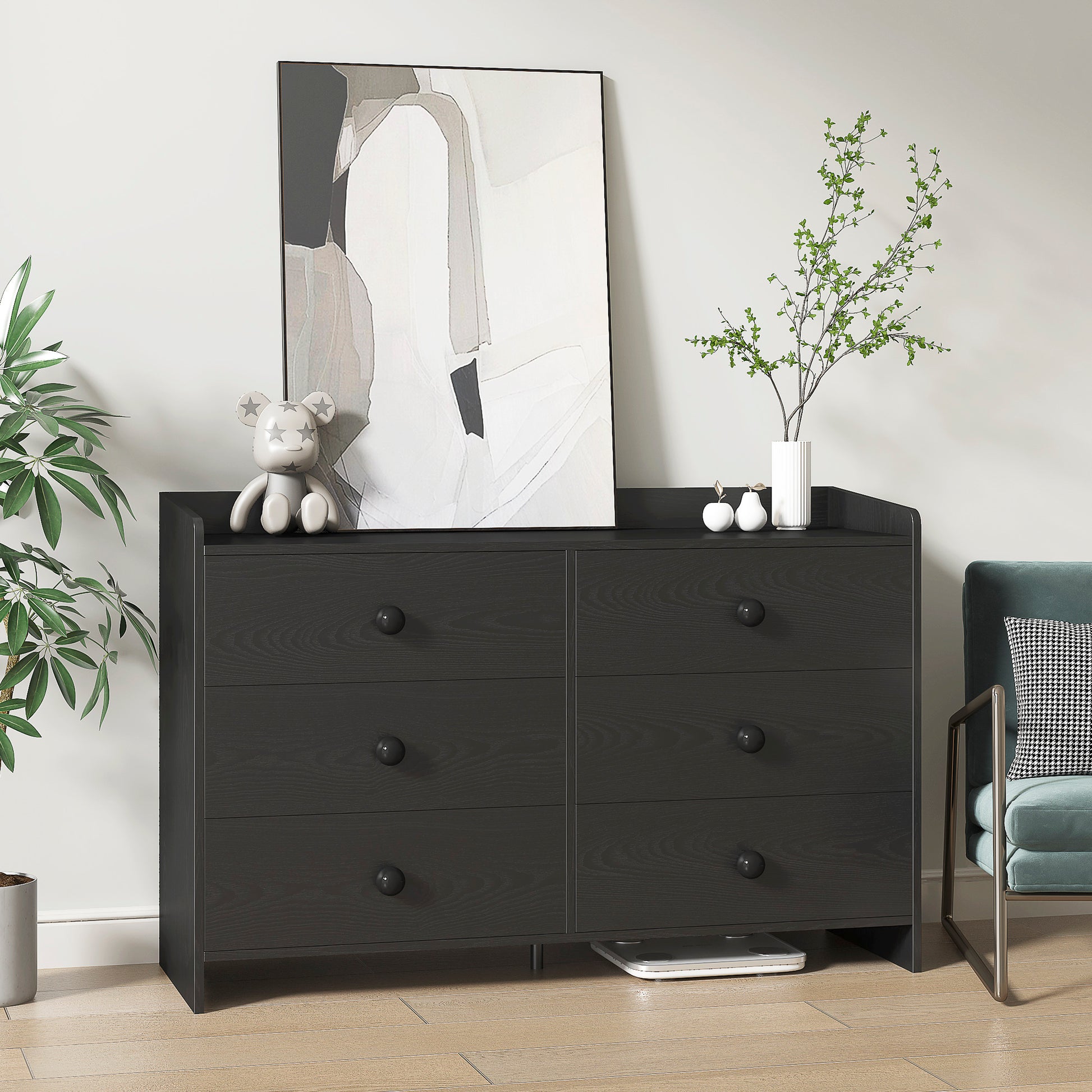 Chest Of Drawers Black Dresser6 Drawer Chest With Wide Storage, Modern Chest Of Drawers Black Dresser6 Drawer Chest With Wide Storage, Modern