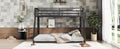 Metal Full Xl Over Queen Bunk Bed For Teens And Adults, Noise Reduced No Box Spring Needed, Black Full Xl Black Metal