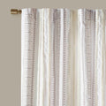 Poly Printed Curtain Panel With Tufted Stripe And Lining White Brown 50X84