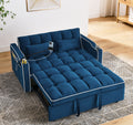 55.51 Inch Versatile Foldable Sofa Bed In 3 Lengths, Modern Sofa Sofa Sofa Velvet Pull Out Bed, Adjustable Back And With Usb Port And Ashtray And Swivel Phone Stand Blue Full Blue Primary Living Space American Design,American Traditional,Traditional