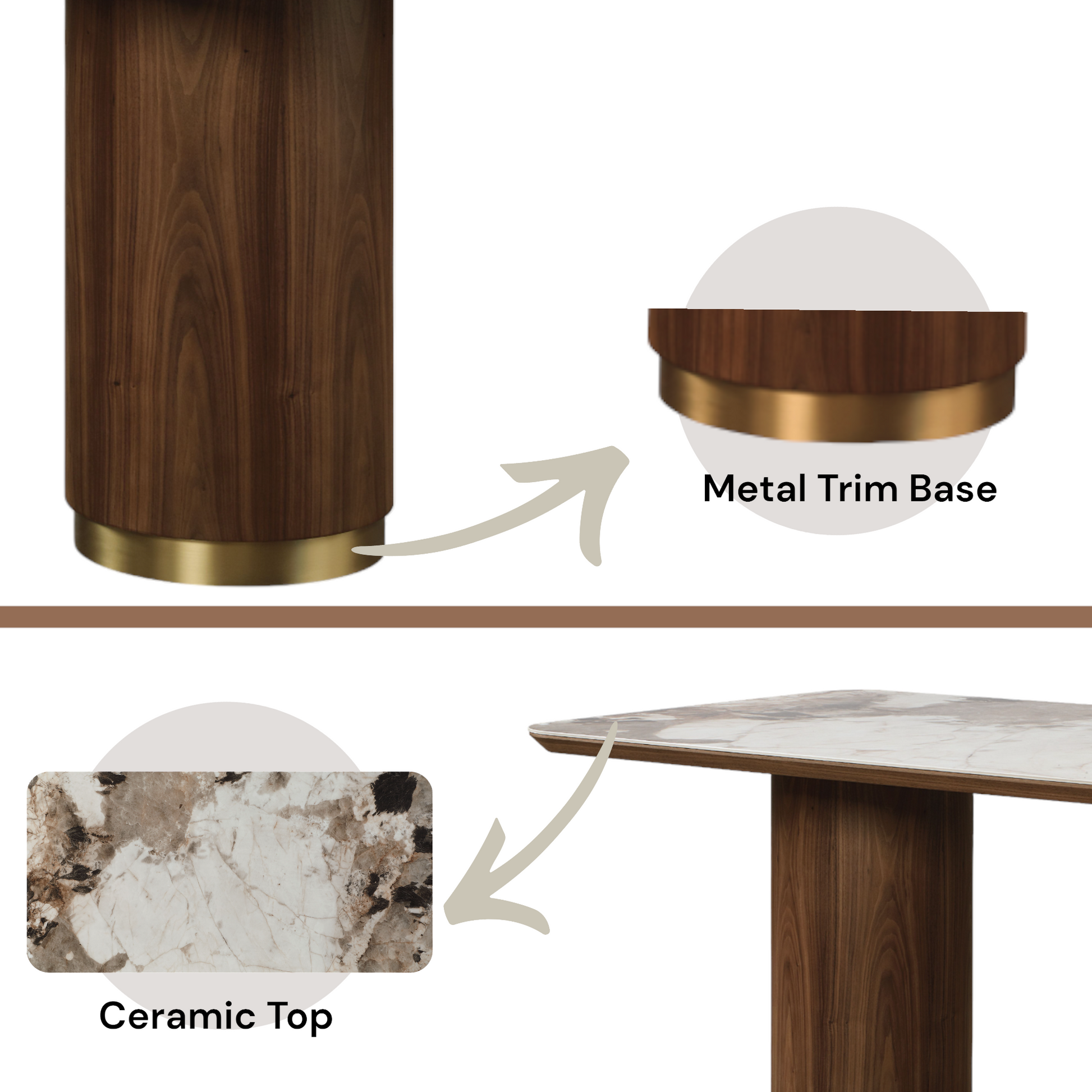 Willene Dining Table W Ceramic Top, Ceramic Top & Walnut Finish Dn03145 Walnut Mdf Steel