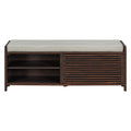 Distressed Shutter Storage Bench With Acacia Veneer For Retro Charm For Living Room, Entryway Espresso Espresso Mdf