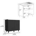 2 Freestanding Utility Base Cabinet With Stainless Steel Countertop And 2 Door, Black Black Solid Wood Mdf Engineered Wood