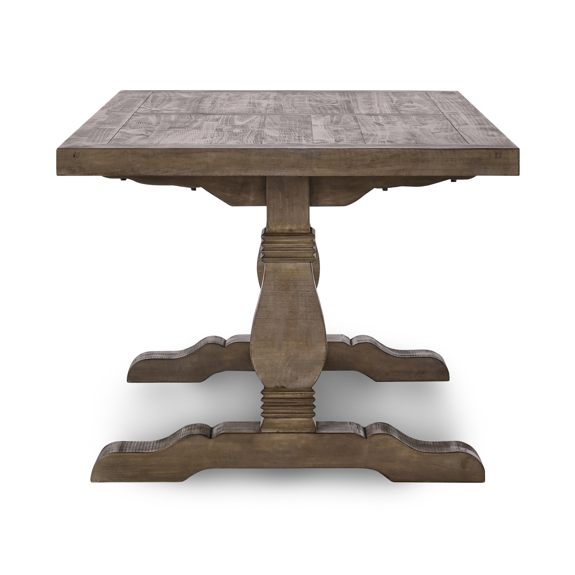 Caleb 78" Dining Table Distressed Brown Antique Brown Pine