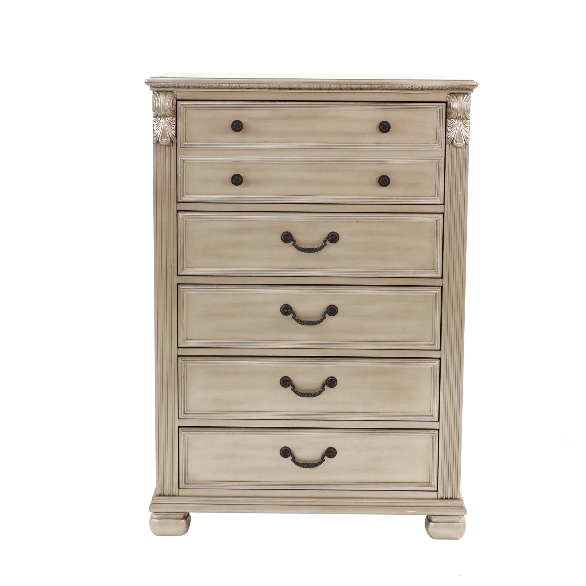 Antique Silver 1Pc Chest Of Drawers Storage Bedroom Furniture Traditional Classic Style Chest Antique Silver Bedroom Contemporary,Modern,Transitional Particle Board Mdf,Plywood