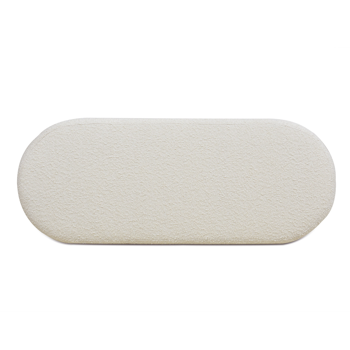 Fuji 49" Upholstered Oval Storage Bench, Ivory White Boucle White Foam Boucle
