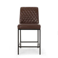 Counter Stool Set Of 2 Dark Brown Leather