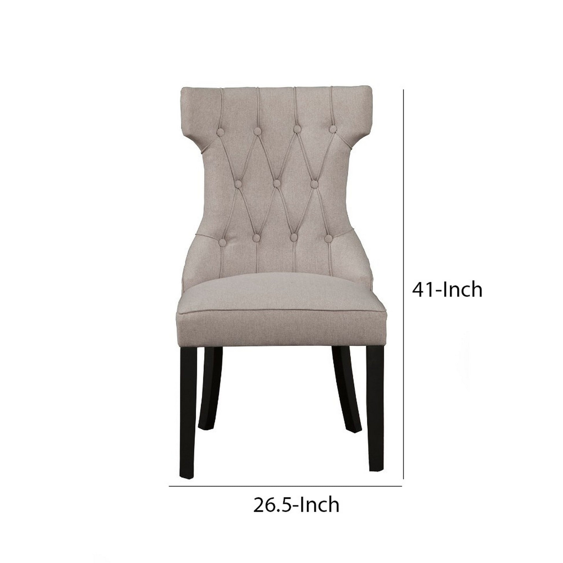 Upholstered Button Tufted Side Chairs With Wooden Base Set Of 2 Gray Gray Solid Wood