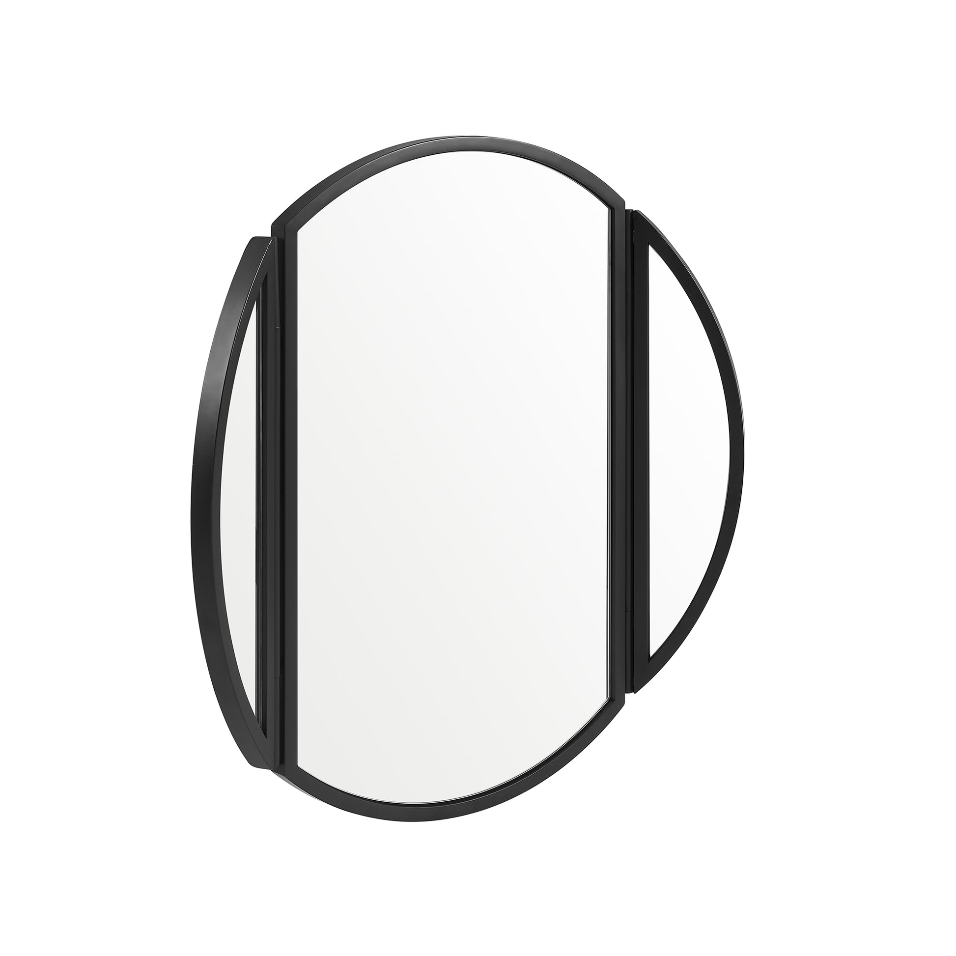 Modern Hinge Round Wall Mirror Black Black Glass Steel