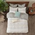 Cotton Printed Comforter Set With Trims Off White Gray King Cal King King Off White Gray Cotton