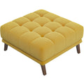 Addison Square Upholstered Ottoman Brown,Yellow Brown Velvet Wood Primary Living Space Solid Mid Century Modern Square Foam Tufted Solid Wood,Velvet