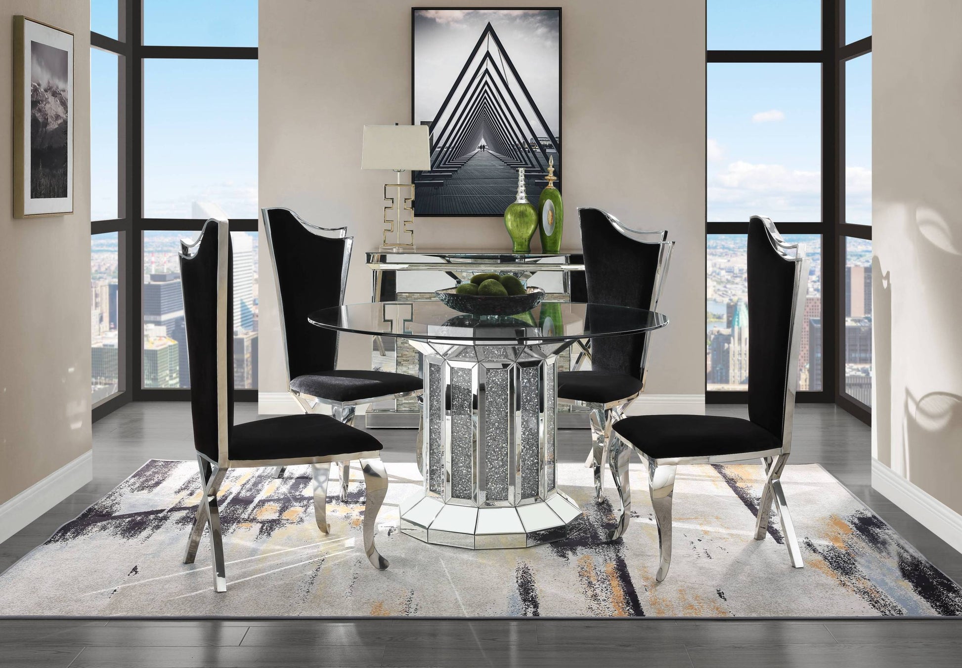 Black And Stainless Steel Side Chair With X Shaped Back Leg Set Of 2 Solid Black And Silver Dining Room Modern Side Chair Solid Back Set Of 2 Wood Fabric