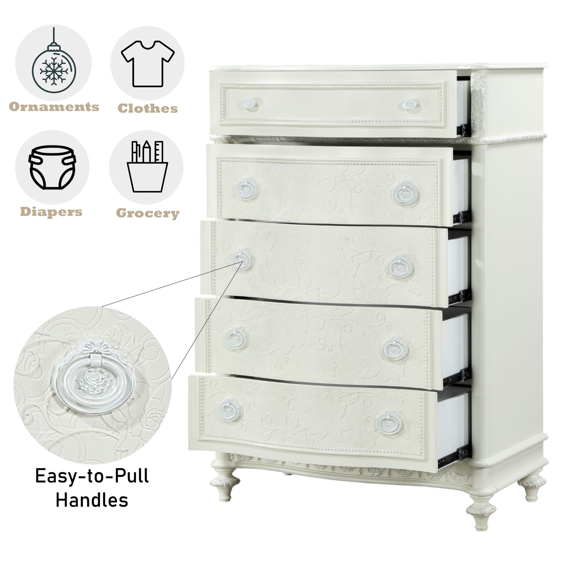 Dorothy Chest, Ivory Finish Bd02270 Ivory Wood