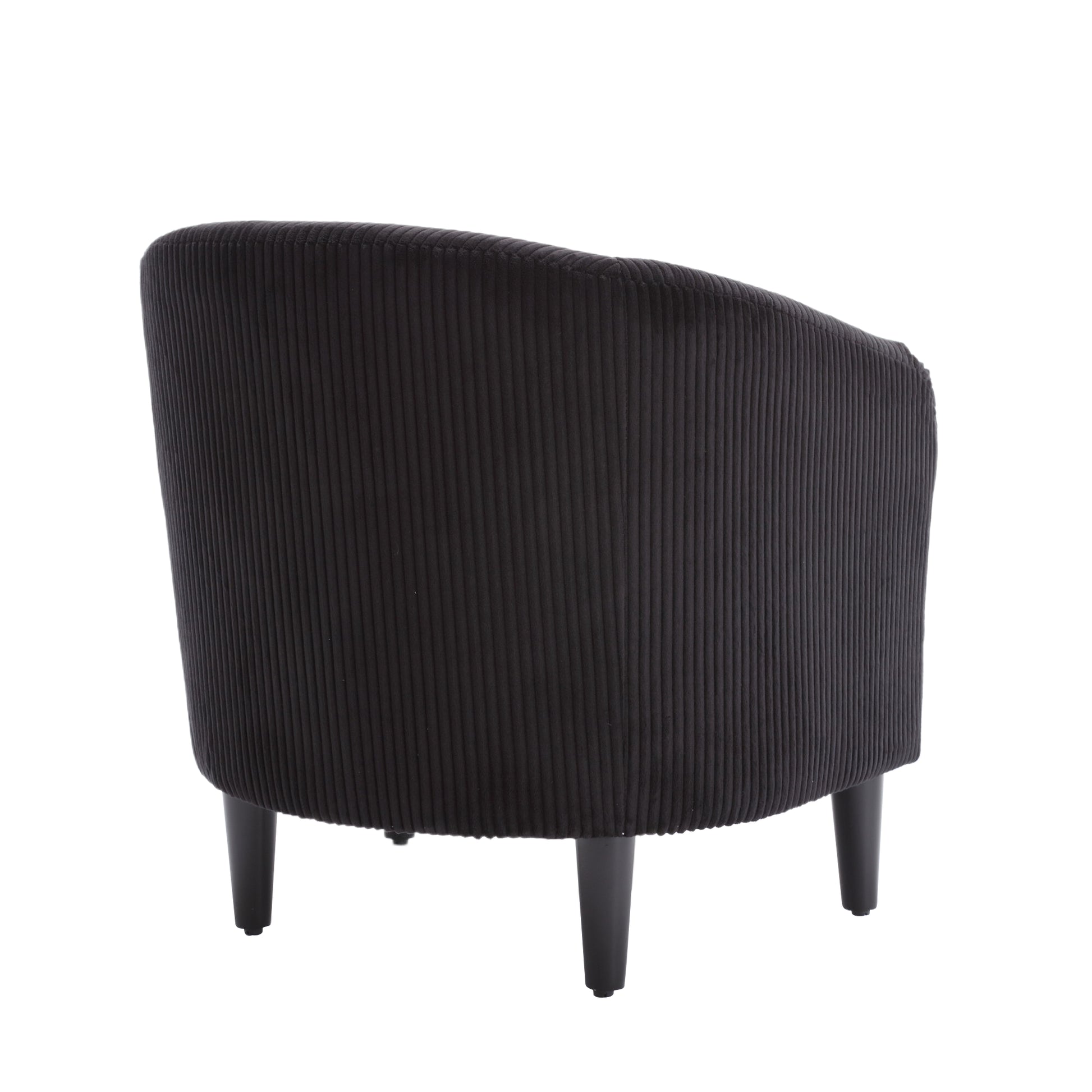 Coolmore Living Room Accent Barrel Chair, Century Modern Style Decorative Chair, Armchair For Living Room With Thick Cushions And Pillows, Comfy Single Sofa Chair, Chair With Wooden Legs,Black Black Corduroy