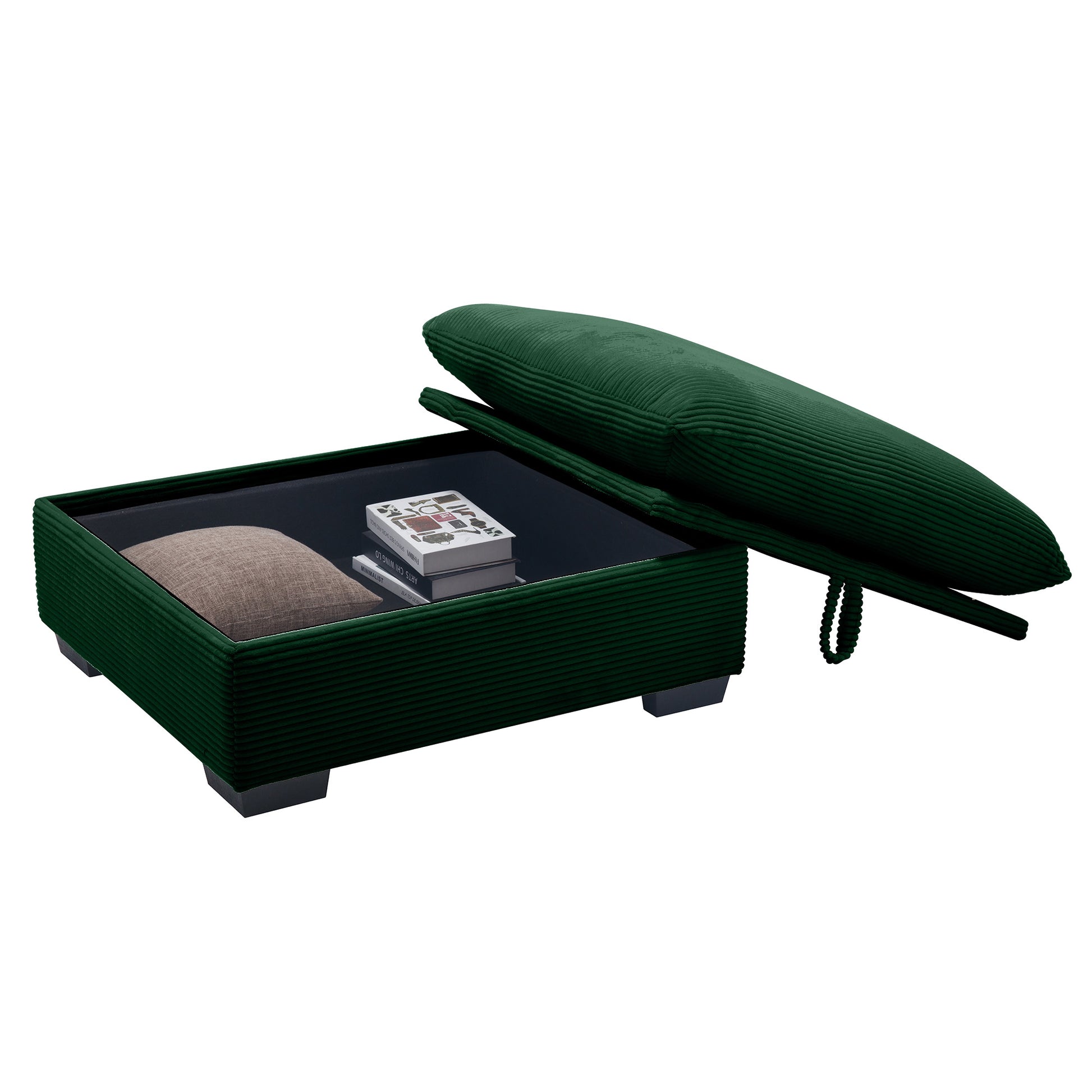 Corduroy Fabric Ottomans Footrest To Combine With 2 Seater Sofa, 3 Seater Sofa And 4 Seater Sofa, Green Corduroy Green Corduroy
