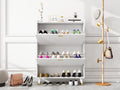 White Two Flip Shoe Cabinet White Wood