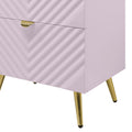 Pink High Gloss 2 Drawer Nightstand Pink 2 Drawers Bedroom Rectangle Drawers Wood Metal