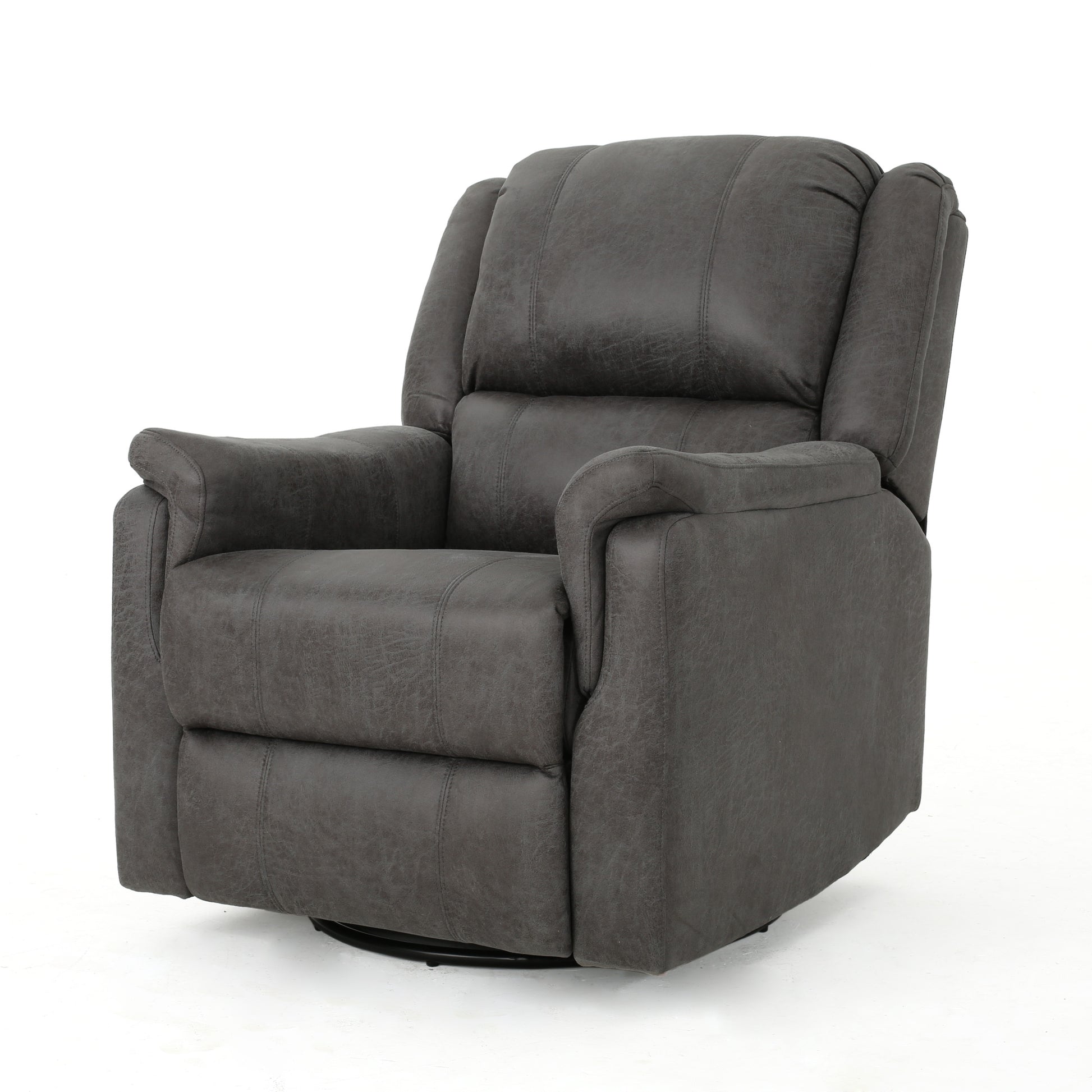 Glider Recliner With Swivel Slate Microfiber