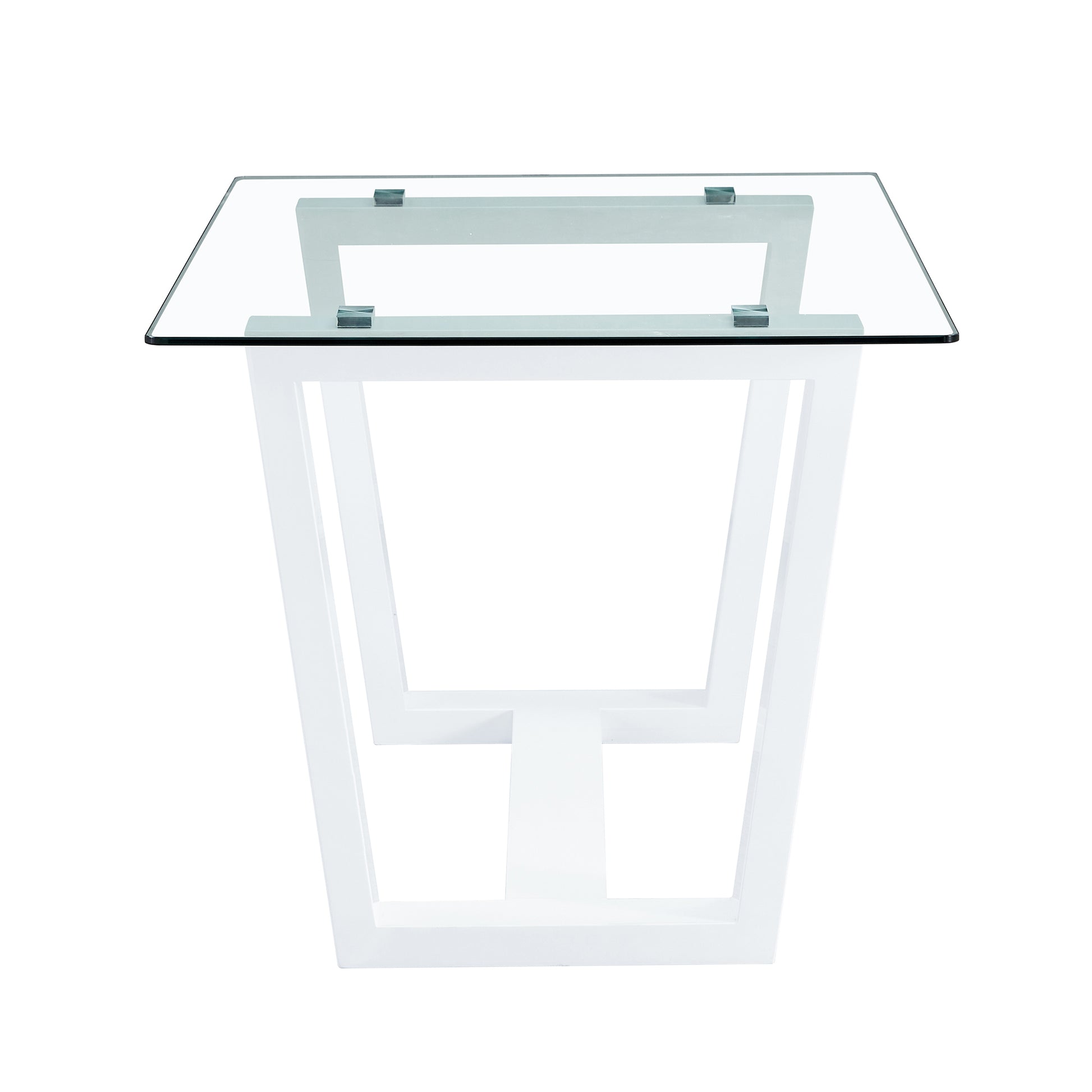Glass Dining Table Large Modern Minimalist Rectangular For 6 8 With 0.4" Tempered Glass Tabletop And White Mdf Trapezoid Bracket,For Kitchen Dining Living Meeting Room Banquet Hall F 1550 Transparent Mdf Glass